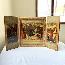 Vintage Gilded Gold Florentine Birth of Christ Triptych ...
