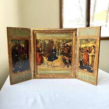 Vintage Gilded Gold Florentine Birth of Christ Triptych ...