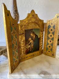 Vintage Florentine Triptych, Madonna of the Book, Made in ...
