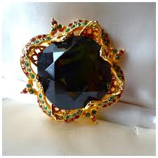 GORGEOUS Large Vintage COROCRAFT Faceted Glass Topaz Like ...