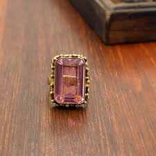 Handmade Rose Quartz Gold Cocktail Ring, Modern Pink ...