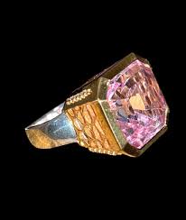 Kunzite Crown With Diamond Ring in Silver With Gold-plated ...