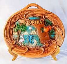 Vintage Florida Souvenir Oval State Plate ~ G. F. Made in ...