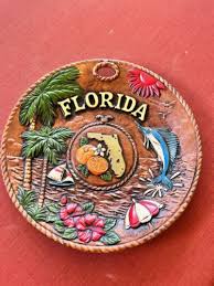 Vintage Retro Florida Hanging Souvenir Plate Hand Painted ...