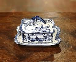 Early 20th Century Franz Anton Mehlem Royal Bonn Delft Sardine or Butter Dish | Chairish