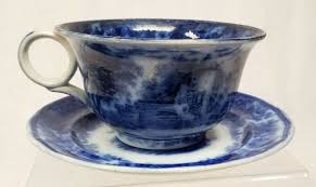 Antique Transferware Flow Blue Porcelain Teacup Saucer Unmatched | eBay