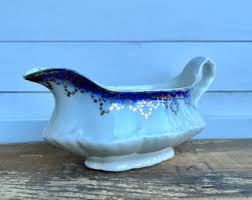 Antique Rainier George Bros. Gravy Boat With Blue and Gold ...