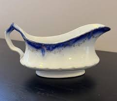 La Francaise Flow Blue Gravy Boat Blue Gold Antique England ...