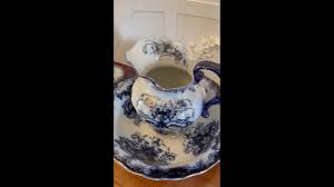 Antique Victorian Quality Blue and White Jug and Bowl Set at 1stDibs | victorian wash bowl and jug