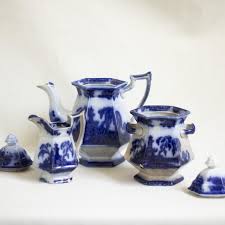 Antique Flow Blue Tea Set: Pelew E Challinor Ironstone ...