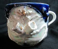 Antique Ornate Cobalt Blue & Luster 3 1/4" High Coffee Cup ...