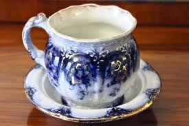 Antique 1800's Blue Flow Chamber Mug and Soap Dish by Wood ...