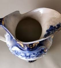 English Victorian Style White, Blue and Gold Porcelain ...
