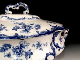 Antique Ridgways “ Chiswick” Flow Blue Oval Tureen & Lid ...