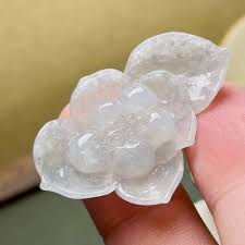 Ice jade with carved lotus | Stone| natural Burmese jade A ...