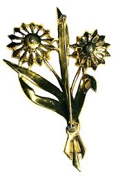 Large Vintage 30's Enameled CORO Double Flower Brooch, Faux Pearls & Rhinestones | eBay