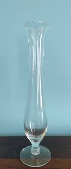 Vintage Clear Glass Bud Vase Ruffled Edge 10 inches Very ...