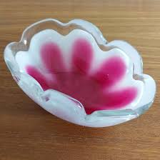 FLYGSFORS Pink and White Art Glass COQUILLE Series Oval Bowl Designed by Paul KEDELV Mid Century Modern Design Dated 61 Signed to Base - Etsy UK