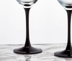 Vintage Luminarc 80's Domino Black Stemmed Wine Glasses -lollygag