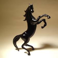 Black Rearing Glass Horse - Untamed Spirit & Fearless Decor ...