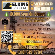 ⚠Elkins Truck Lines is hiring owner operators in WTX ...