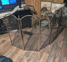 Hollywood Regency Solid Brass 4 Panel Arched Fireplace Mesh ...