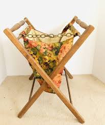 Vintage Folding Basket Caddy Tote Sewing Knitting Yarn Stand ...