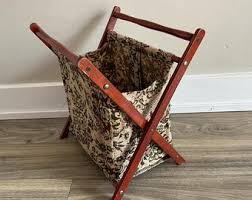 Vintage Folding Knitting Bag: Floral Fabric Wood Frame ...