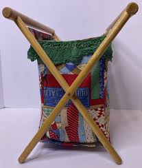 Folding Wood Wool Knitting Yarn Caddy Handmade Sewing Basket ...