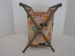 VTG Knitting Tote Folding Mid Century Patchwork Print Red ...