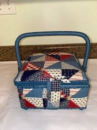 Sewing Box 8 x 8 x 5 Quilted Pattern Padded Top & Sides ...