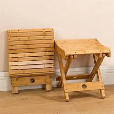 Wooden Folding Step Stool, Portable Bamboo Shower Bench ...