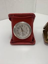Travel Alarm Clock Portable Compact Silvertone Face Red ...