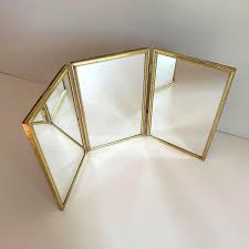 Vintage Gold Folding Vanity Mirror, Three-panel Hollywood ...