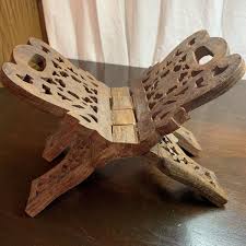 Vintage Wood Carved Bible/Book Holder Folding Stand Handcrafted | eBay