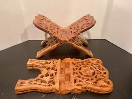 Carved Wood Folding Book Stand - Jeffs Garage Sale