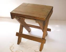 Vintage Wood Stool | Vintage Folding Stool Foot Stool Plant ...