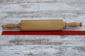 old wood rolling pin turned handles, unpainted natural ...