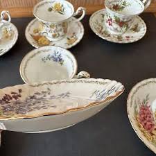 E &R Bone China Bouquet Of The Month cups & saucers COMPLETE SET OF 12 full size | eBay