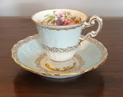 Fabulous Rare Vintage Foley Bone China Ornate Pale Blue , Pink Peony Gold Edged Scalloped Cup and Saucer C1940s in Lovely Condition . - Etsy