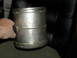 vintage Ulrich Tinware flour sifter one lid 6 5/8 X 6" black wood handle 1922 pa | eBay