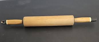 Wood Rolling Pin Black Tip Handles Vintage Kitchen Primitive ...