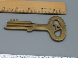 Folger Adams Solid Brass Prison Cell Key, Vintage Jailer's ...