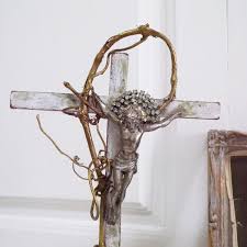 Vintage crucifix Jesus Christ vine halo table cross ...