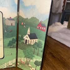 Vtg Hallmark American Landscape Primitive Folk Art Photo ...