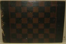 Antique 19th C AMERICAN Primitive FOLK ART Painted CHECKERS ...