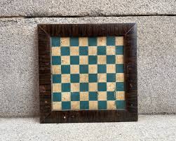 Antique Folk Art Checkerboard: Rustic Painted Game Board ...