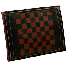 Early 20th C Game Board with Orig Painted Black and Red ...