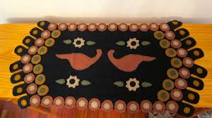PRIMITIVE PENNY RUG RUNNER. "LOVE BIRDS". 17" by 35 ...