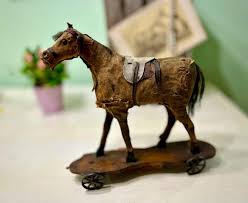 Antique French Horse Pull Toy: Rustic 1800s Brocante Decor ...
